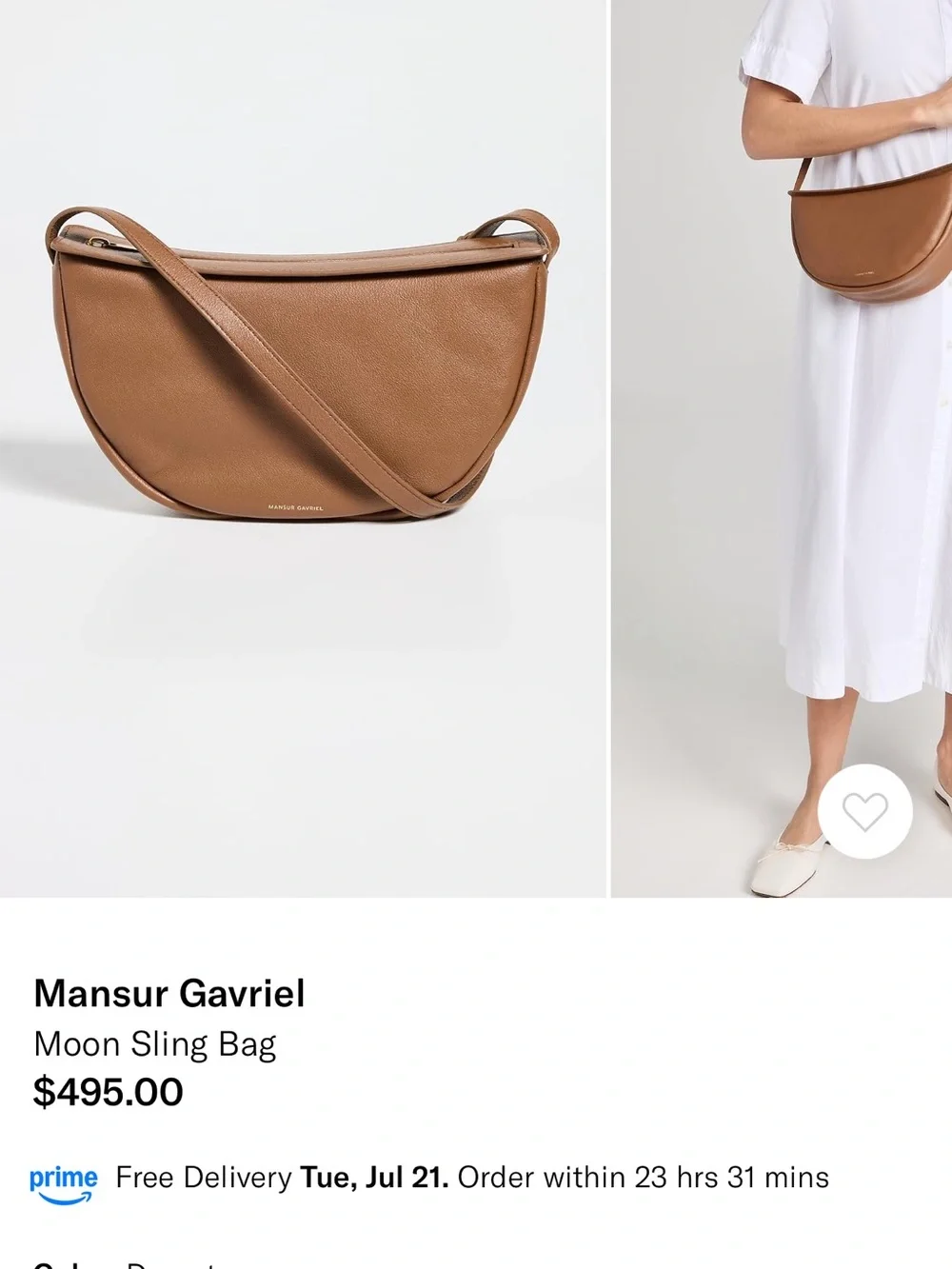 Mansur Gavriel Crescent Moon Sling Bag in Brown